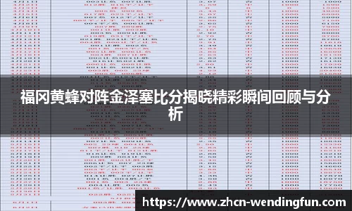 福冈黄蜂对阵金泽塞比分揭晓精彩瞬间回顾与分析